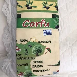 Greek islands tea towel